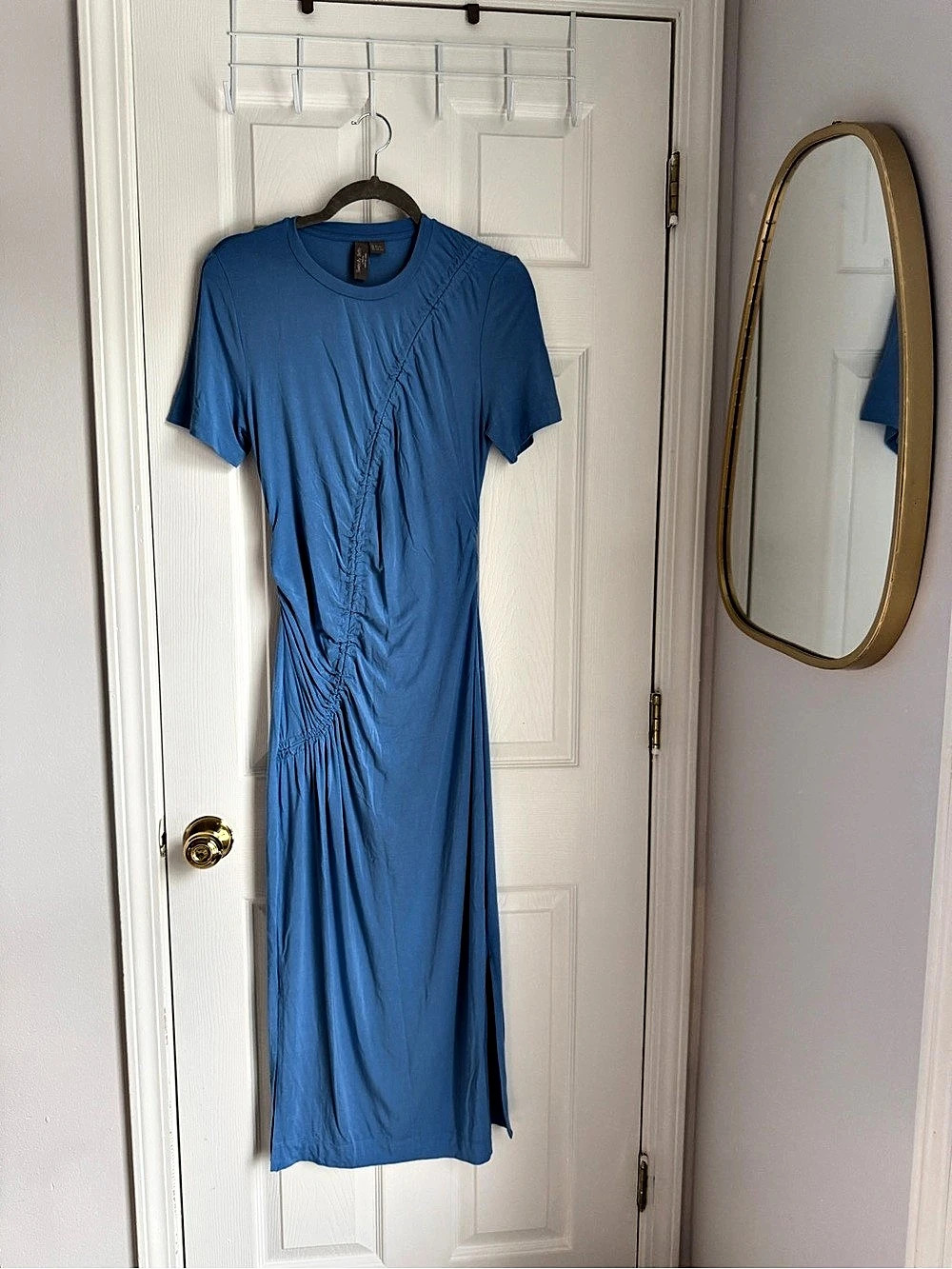 Sweaty Betty Ambience Midi Dress Ruched Blue Small